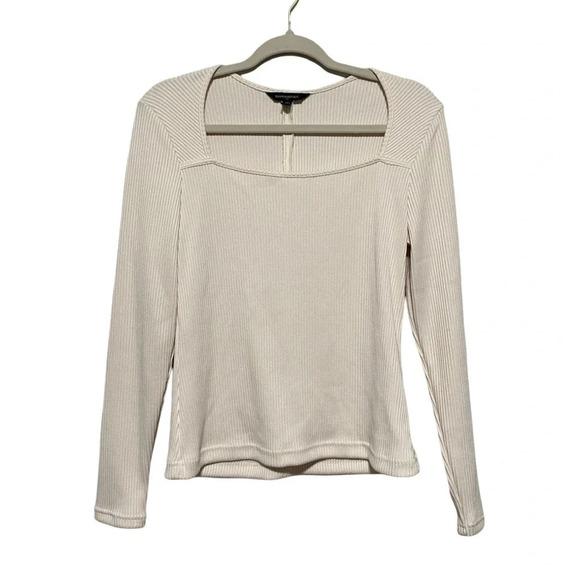 Banana Republic Off White Ribbed Square Neck Sweater - Picture 1 of 8